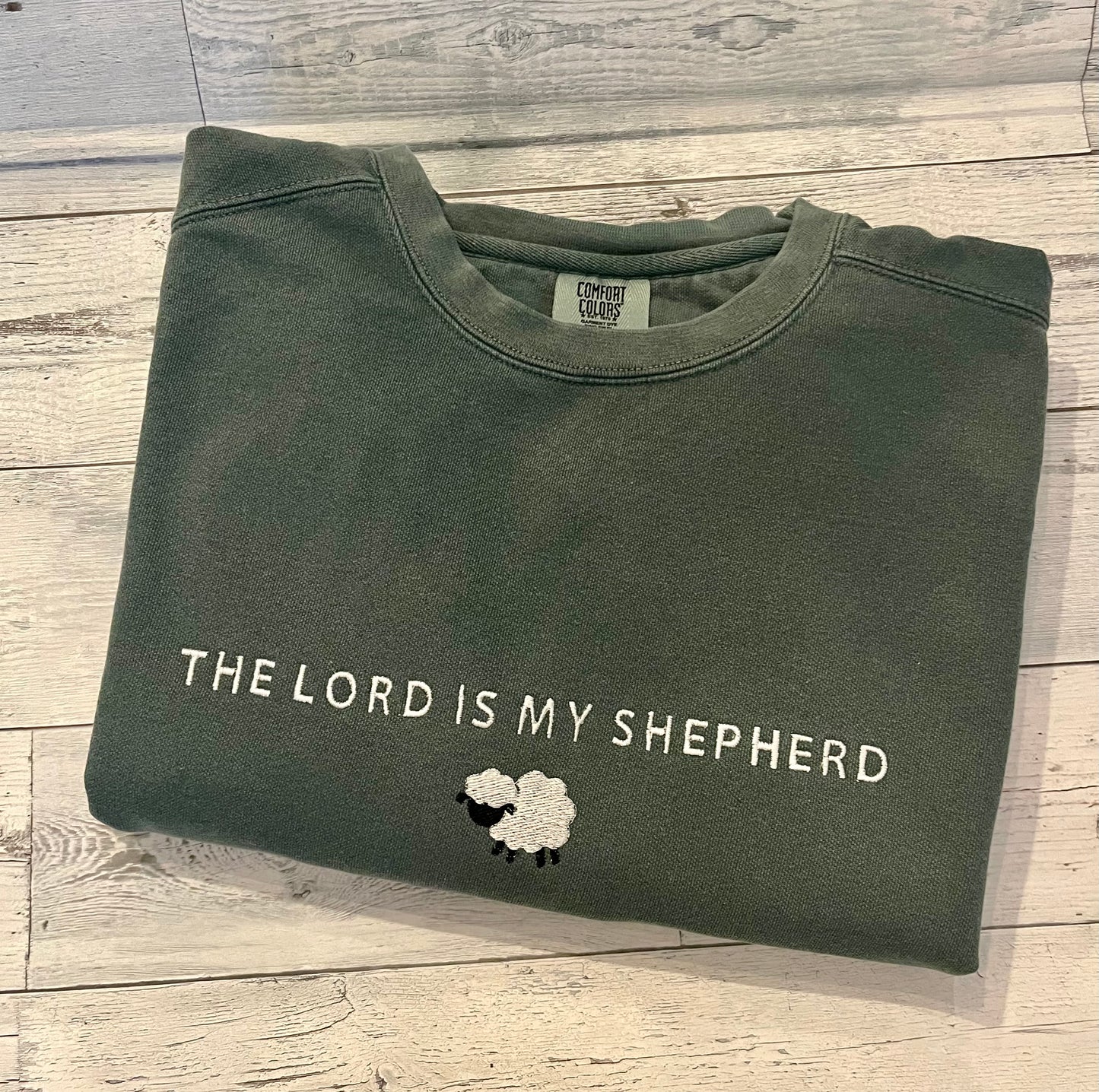 "The Lord is my Shepherd" Embroidered Crewneck