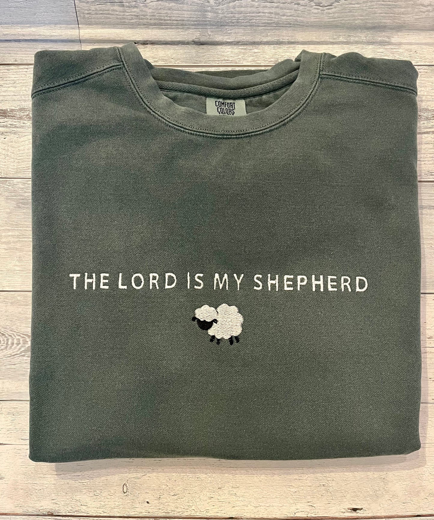 "The Lord is my Shepherd" Embroidered Crewneck