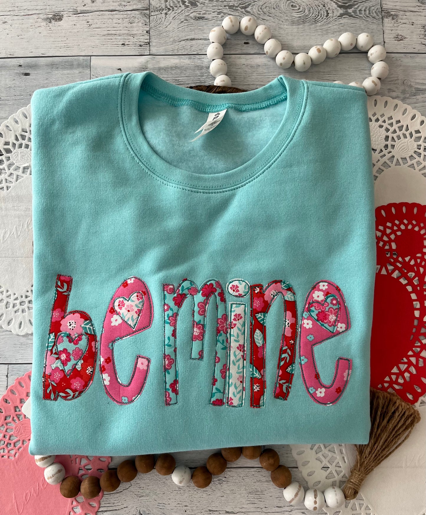 "Be Mine" Appliqued Valentine's Day Sweatshirt
