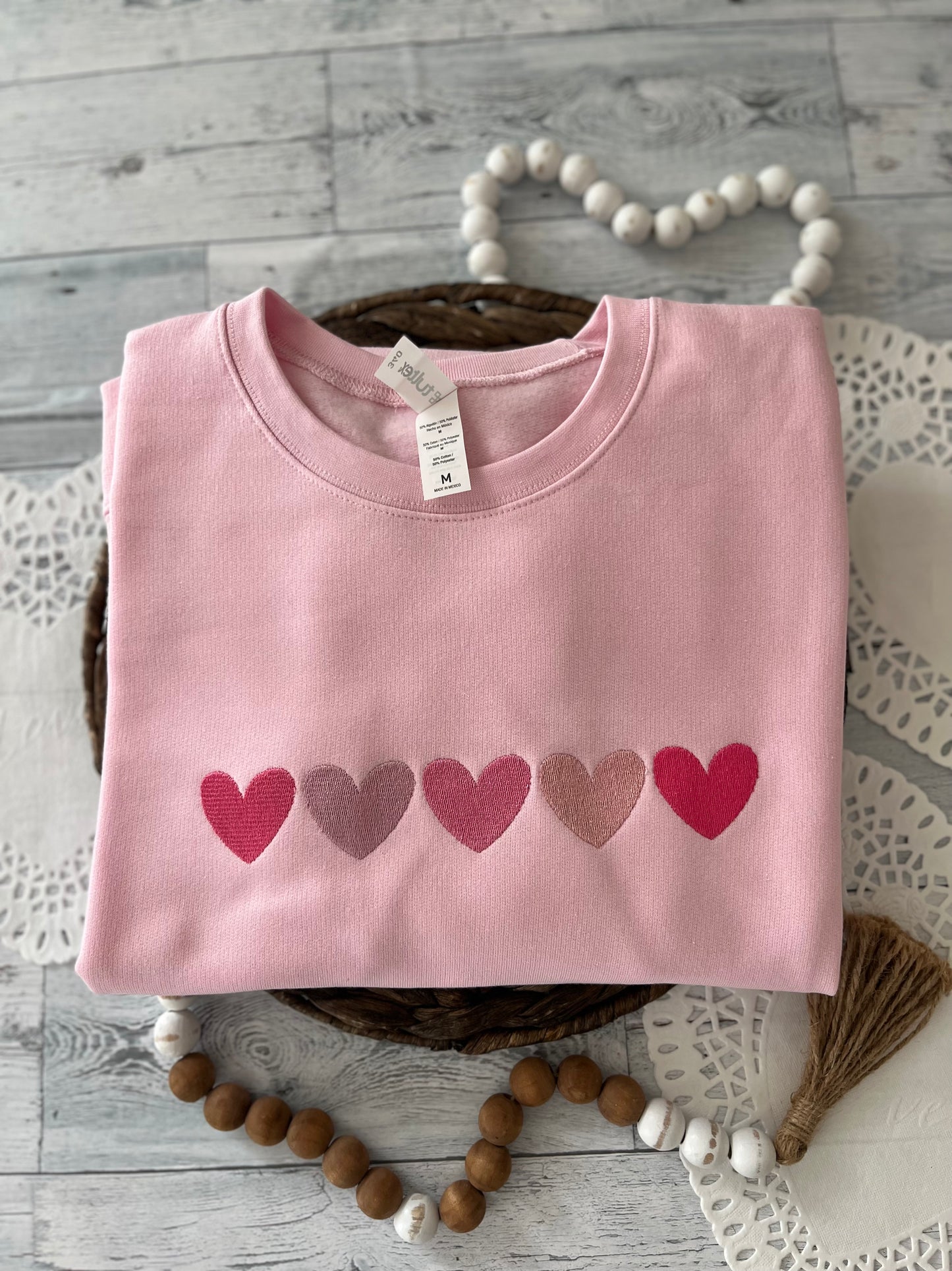 5 Heart Embroidered Sweatshirt