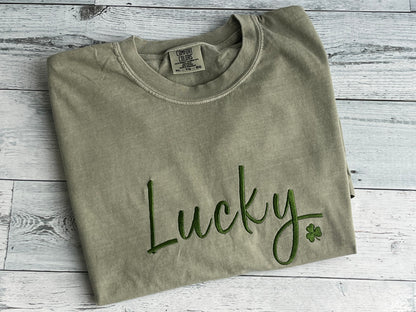 "Lucky" Embroidered Crewneck