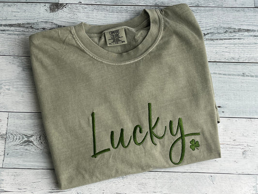 "Lucky" Embroidered Crewneck