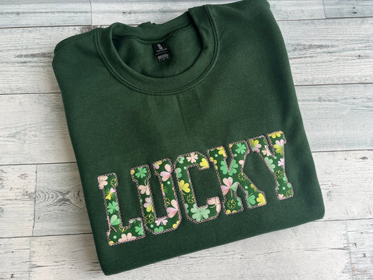 "Lucky" Applique Crewneck