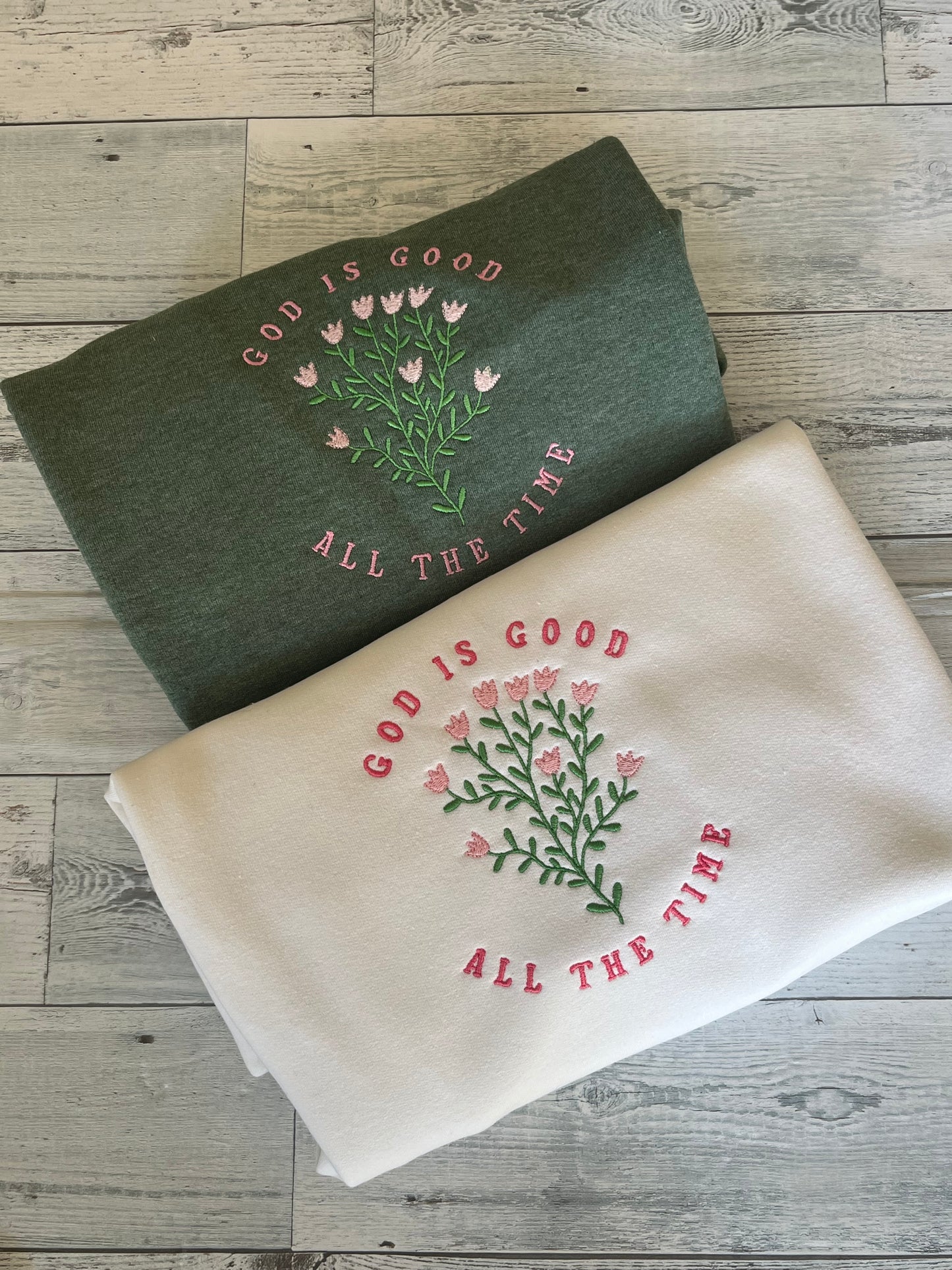 "God is Good" Embroidered Crewneck