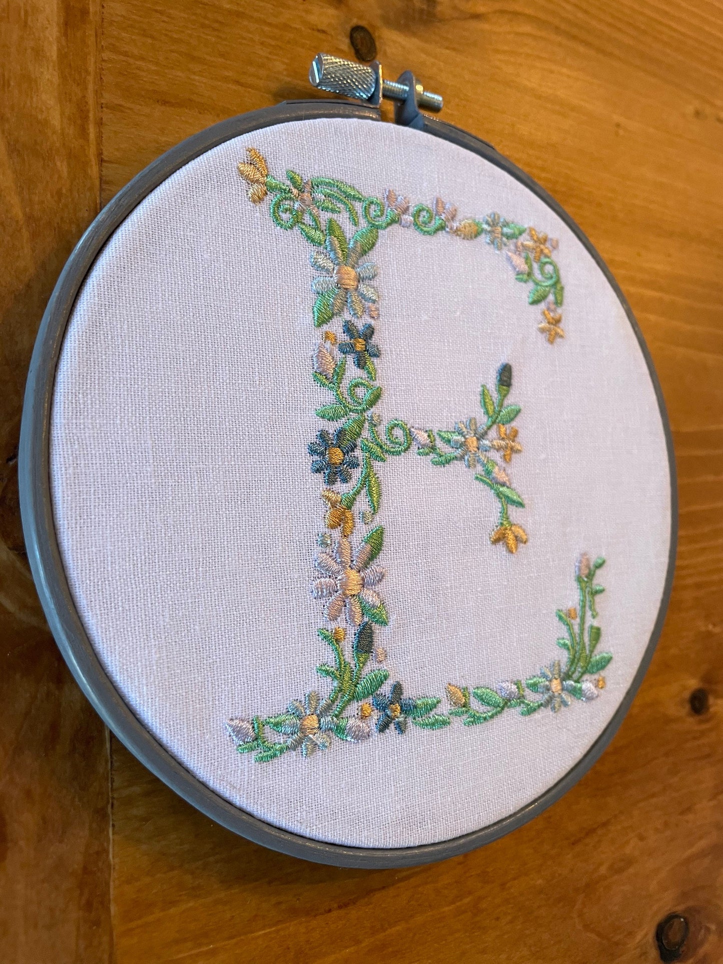 Embroidered Alphabet Hoop Art | Nursery Decor | Embroidered Flower | Embroidered Flower Letter | Birth Announcement | Newborn Photo Prop