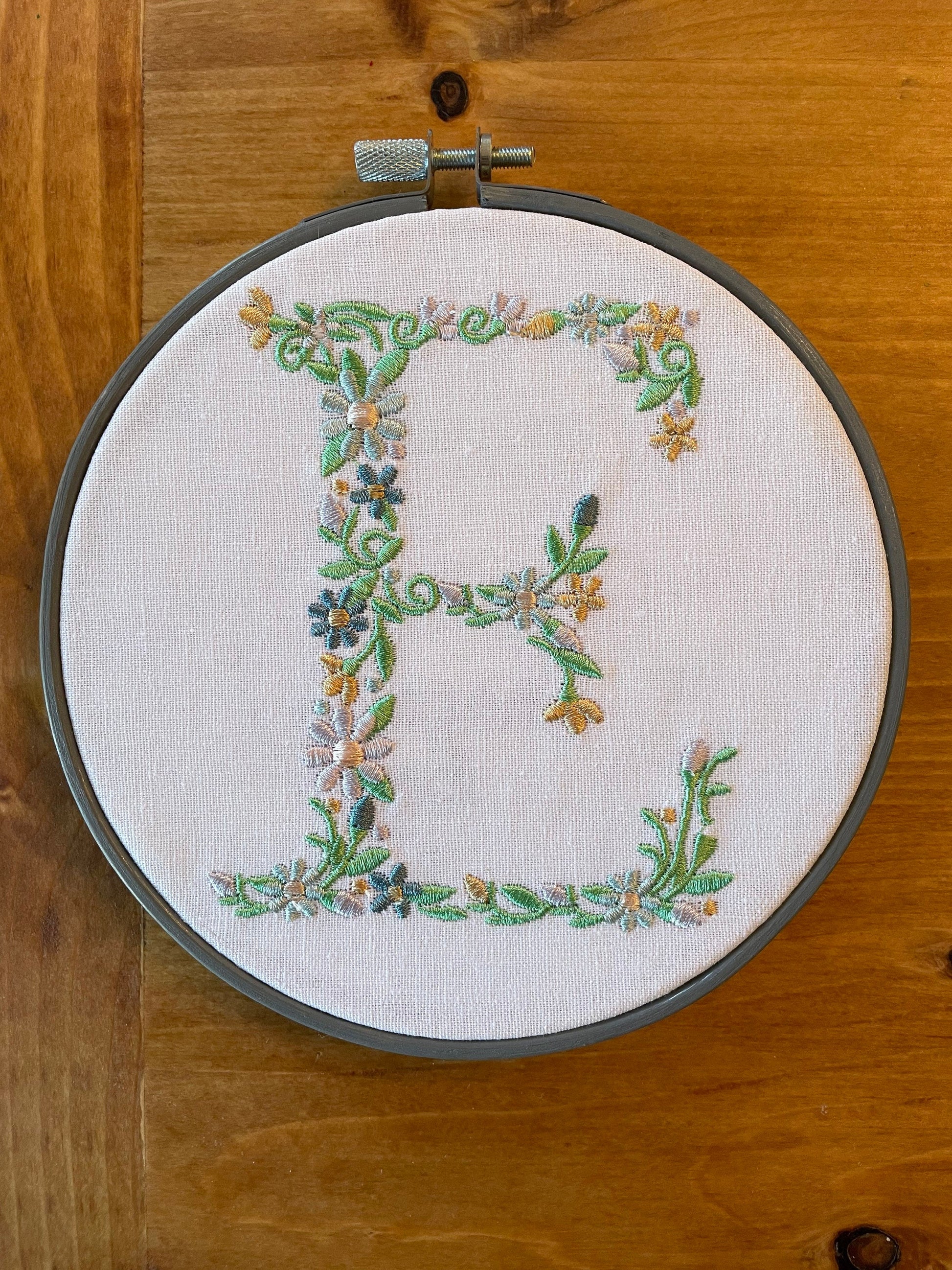 Embroidered Alphabet Hoop Art | Nursery Decor | Embroidered Flower | Embroidered Flower Letter | Birth Announcement | Newborn Photo Prop