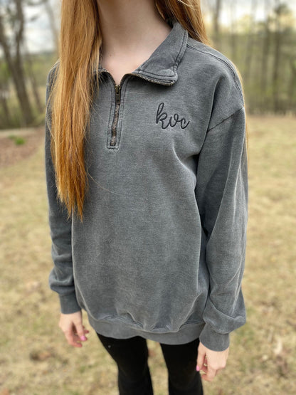 Comfort Colors Monogrammed 1/4 Zip | Monogrammed Comfort Colors Sweatshirt | Embroidered Monogram | Quarter Zip | Bridal Party