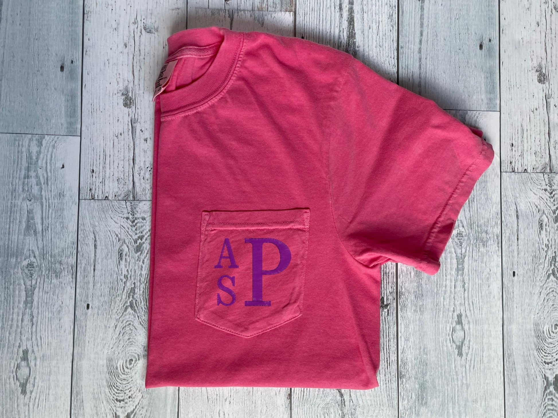 Embroidered Comfort Colors Pocket Tee | Monogrammed Comfort Colors T-Shirt | Embroidered Shirt | Personalized T-Shirt | Monogramed Shirt
