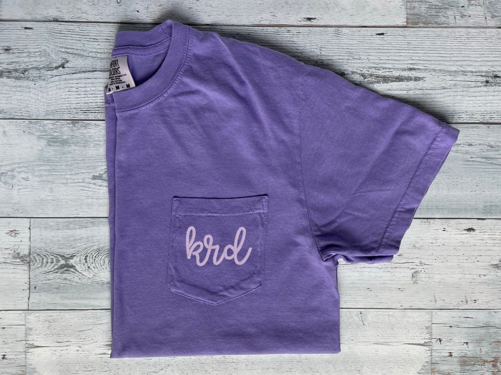 Embroidered Comfort Colors Pocket Tee | Monogrammed Comfort Colors T-Shirt | Embroidered Shirt | Personalized T-Shirt | Monogramed Shirt