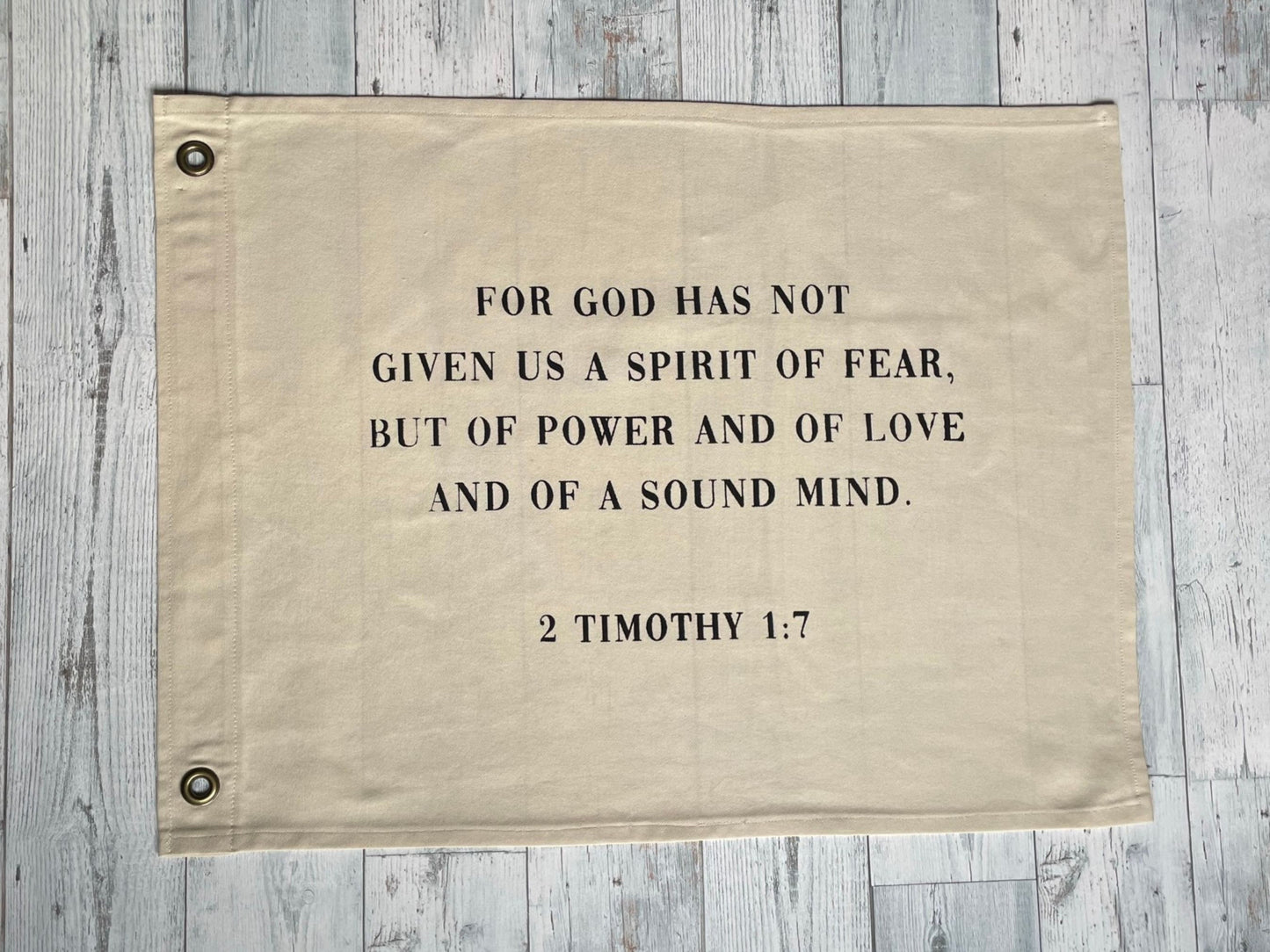 2 Timothy 1:7 Canvas Banner | Scripture Wall Decor Christian Home Gift | Bible Verse Decor for Dorm, Office, Prayer Space