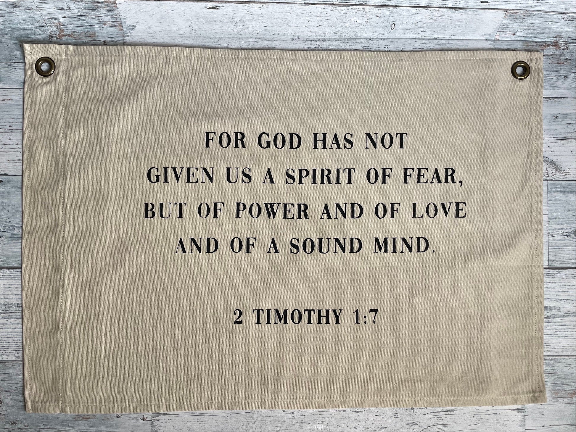 2 Timothy 1:7 Canvas Banner | Scripture Wall Decor Christian Home Gift | Bible Verse Decor for Dorm, Office, Prayer Space