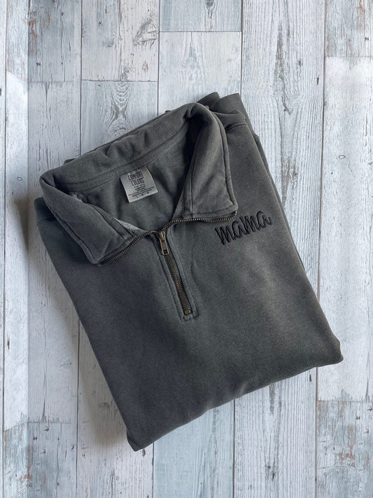 Custom Embroidered Comfort Colors Pullover | Embroidered Quarter Zip | Personalized Quarter Zip | Gift for Her | Bridal Party | Custom Text