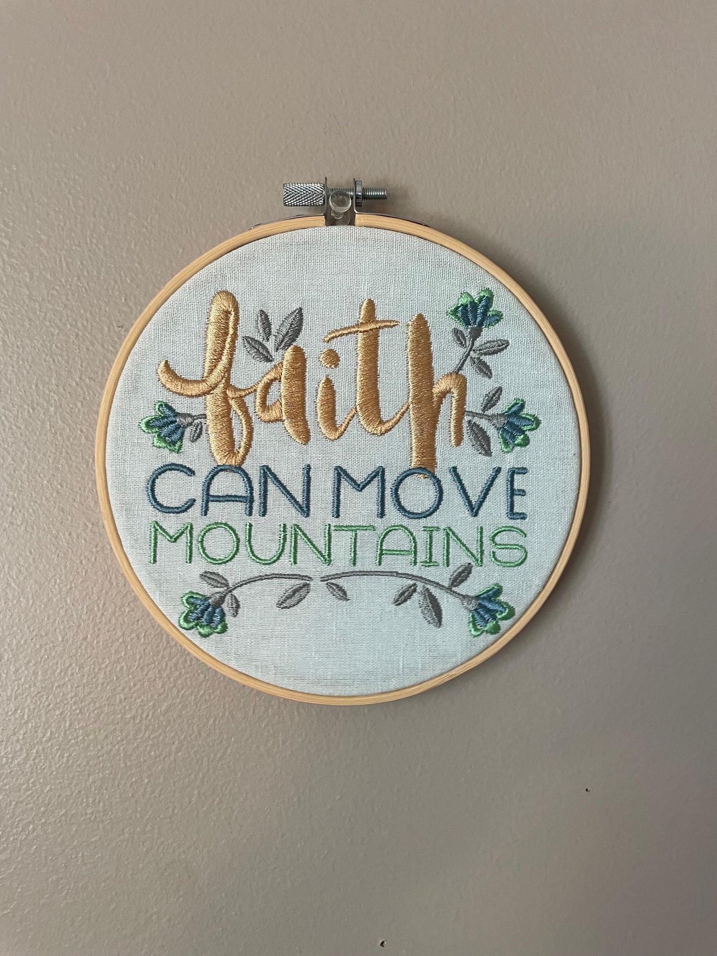 Faith Can Move Mountains | Decorative Wall Art | Christian Art | Embroidery Hoop Art | Scripture | Personalized Gift | Gift