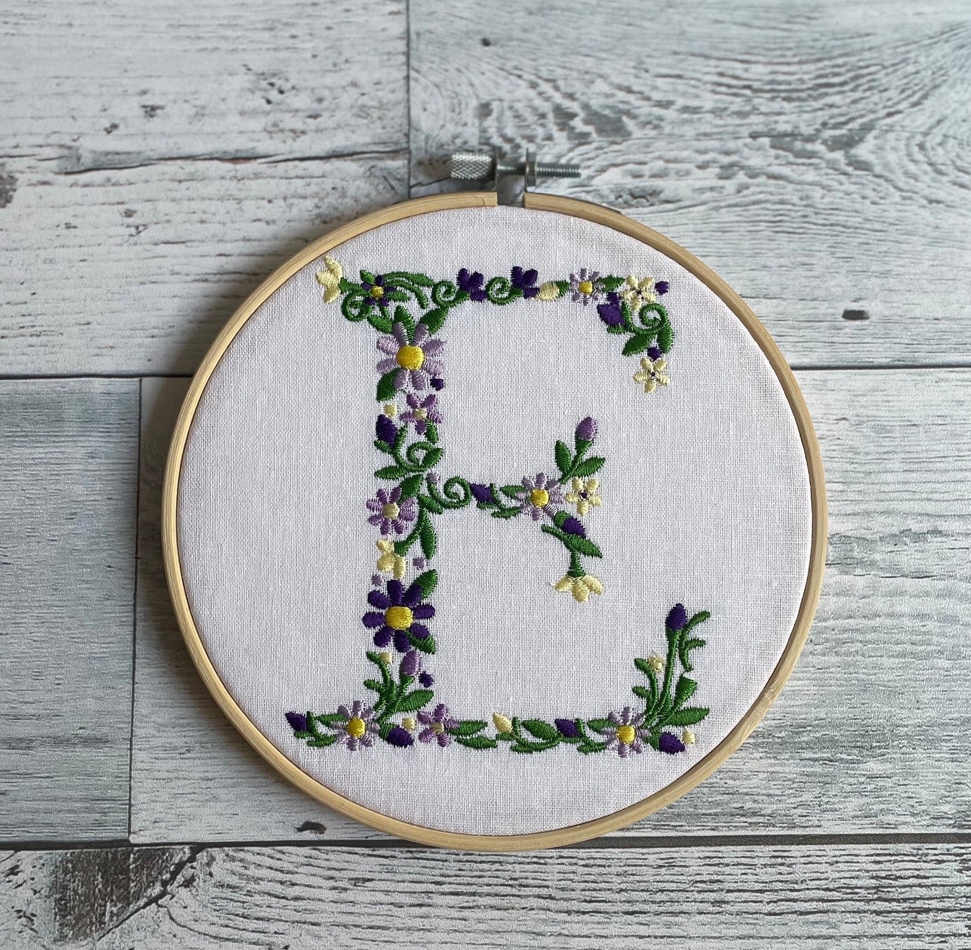 Embroidered Alphabet Hoop Art | Nursery Decor | Embroidered Flower | Embroidered Flower Letter | Birth Announcement | Newborn Photo Prop