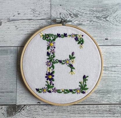 Embroidered Alphabet Hoop Art | Nursery Decor | Embroidered Flower | Embroidered Flower Letter | Birth Announcement | Newborn Photo Prop