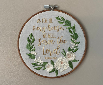 As for me and my house, we will serve the Lord | Joshua 24:15 | Scripture | Christian Art | Embroidery Art | Handmade Gift | Wedding Gift