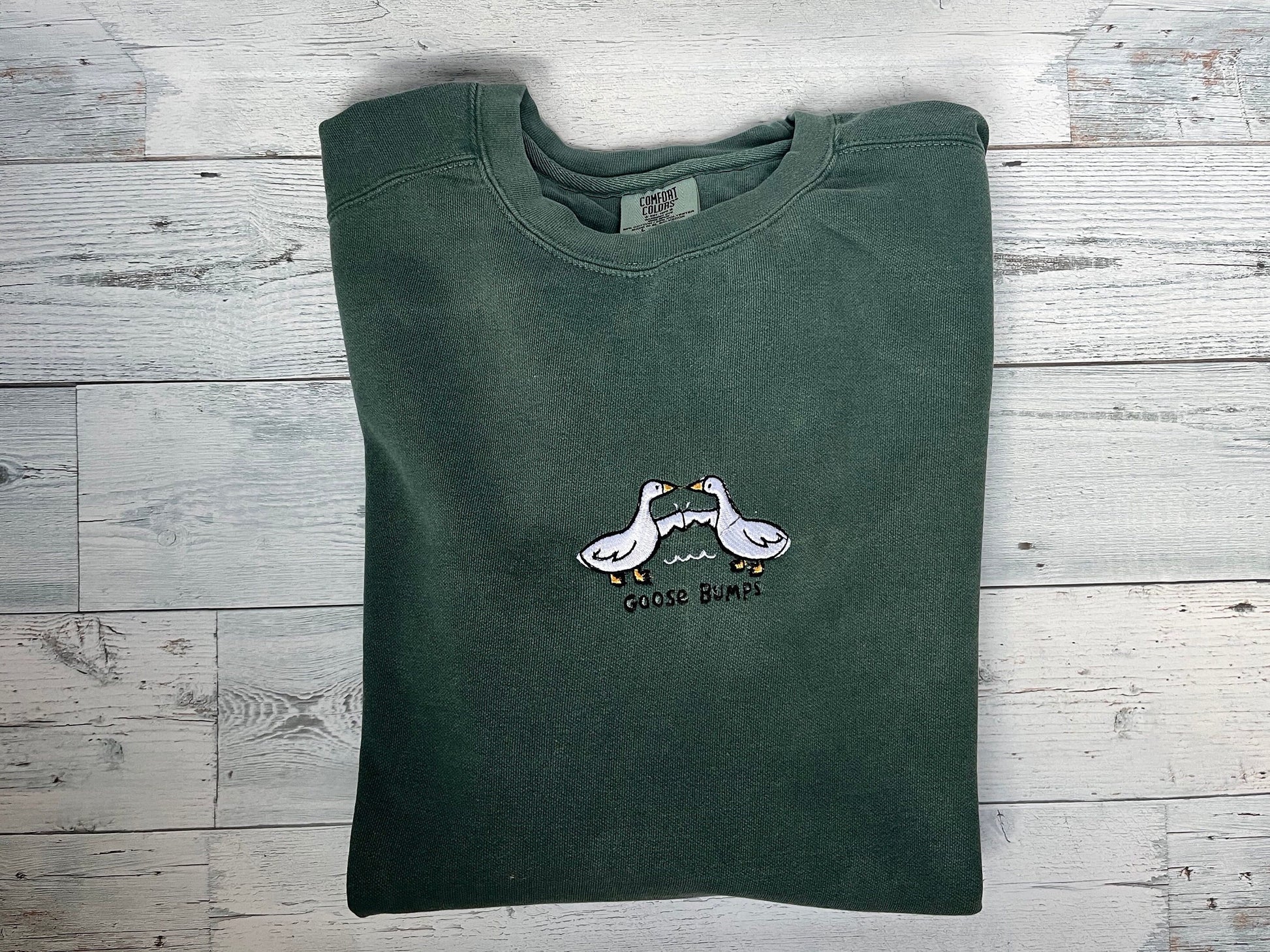 Goose Bumps Embroidered Crewneck | Cute Goose Shirt | Vintage Embroidered Sweatshirt | Embroidered Crewneck