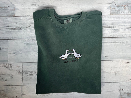 Goose Bumps Embroidered Crewneck | Cute Goose Shirt | Vintage Embroidered Sweatshirt | Embroidered Crewneck