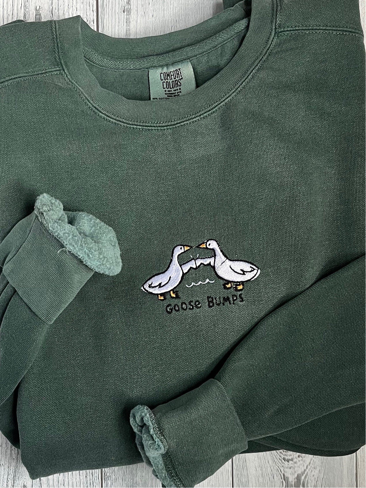 Goose Bumps Embroidered Crewneck | Cute Goose Shirt | Vintage Embroidered Sweatshirt | Embroidered Crewneck