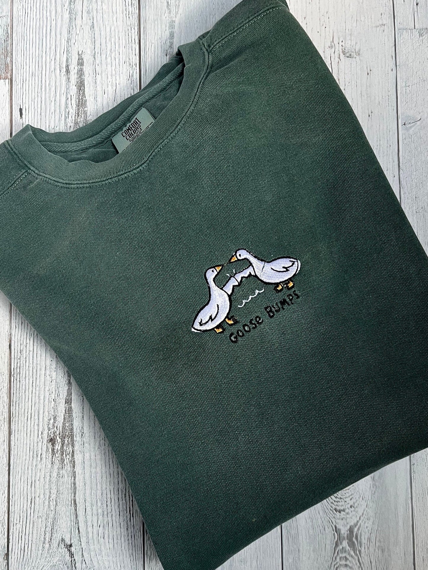 Goose Bumps Embroidered Crewneck | Cute Goose Shirt | Vintage Embroidered Sweatshirt | Embroidered Crewneck