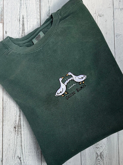 Goose Bumps Embroidered Crewneck | Cute Goose Shirt | Vintage Embroidered Sweatshirt | Embroidered Crewneck