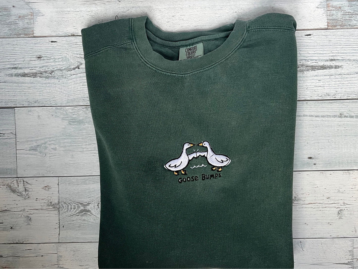 Goose Bumps Embroidered Crewneck | Cute Goose Shirt | Vintage Embroidered Sweatshirt | Embroidered Crewneck