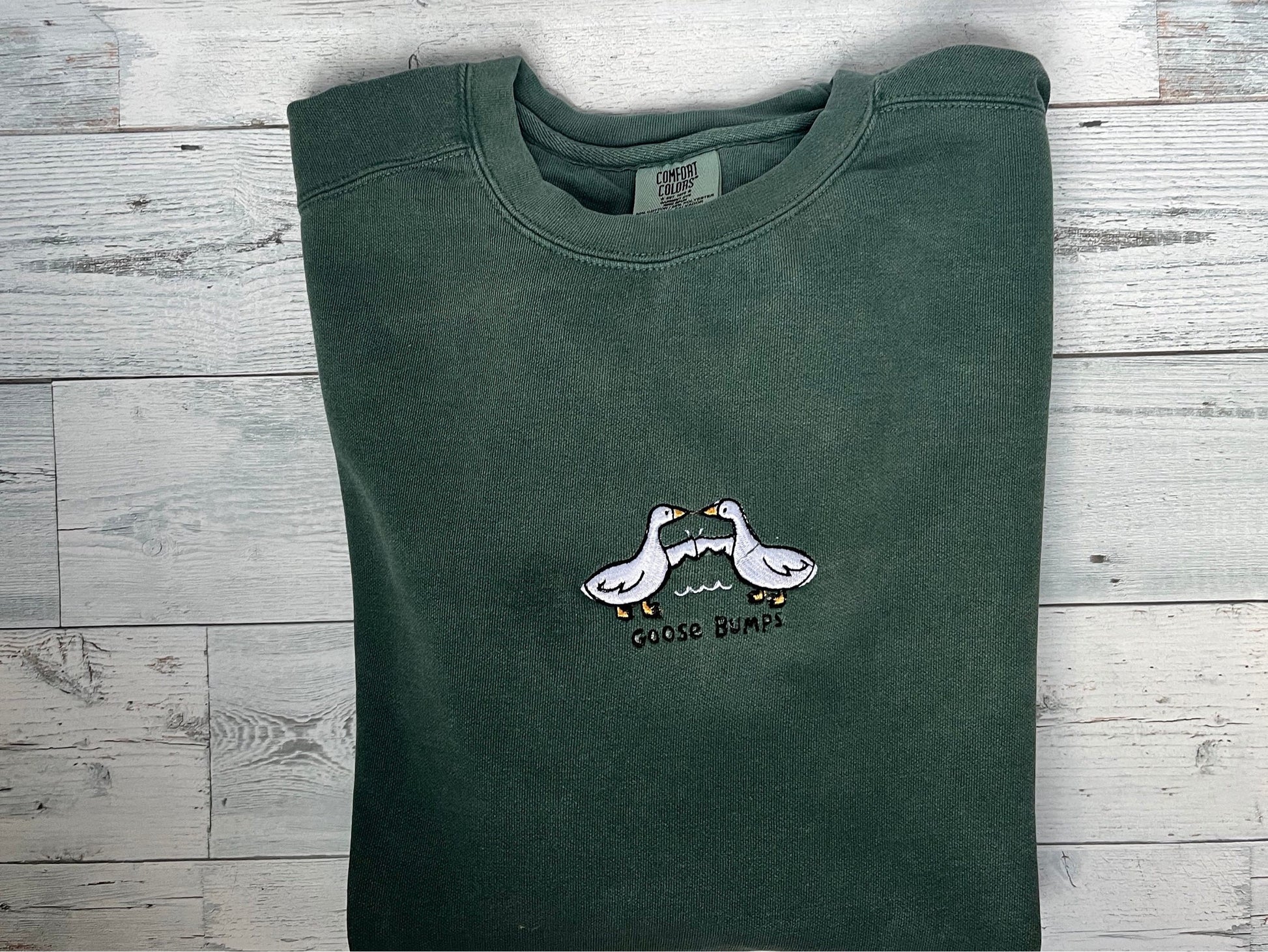 Goose Bumps Embroidered Crewneck | Cute Goose Shirt | Vintage Embroidered Sweatshirt | Embroidered Crewneck
