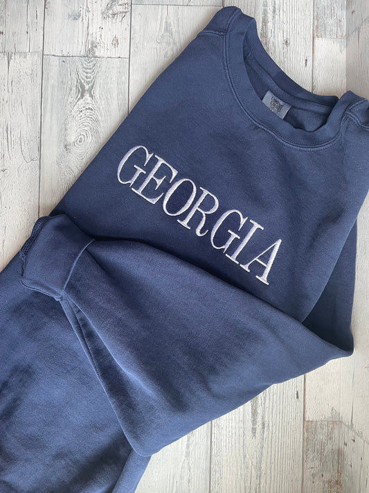 Custom Embroidered Comfort Colors Crewneck | Vintage Embroidered Sweatshirt | Embroidered Crewneck