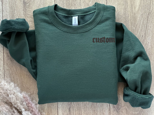 Custom Embroidered Crewneck Sweatshirt: Personalized Text, Unisex Fit