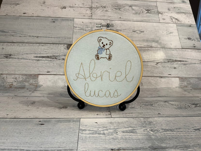 Custom Embroidered Baby Name Announcement | Birth Announcement | Baby Shower Gift | Newborn Photo Prop | Hospital Announcement Sign