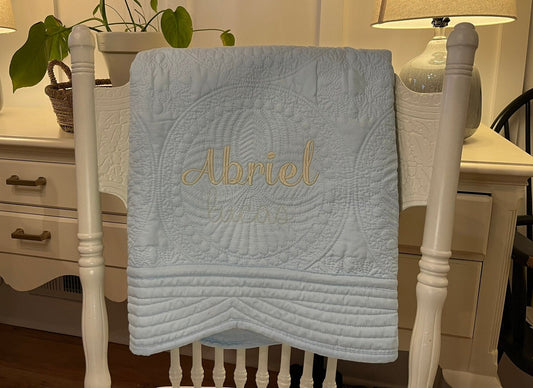 Custom Embroidered Heiloom Baby Blanket | Heirloom Lap Blanket | Custom Gift for Baby | Baby Shower Gift | Embroidered Blanket