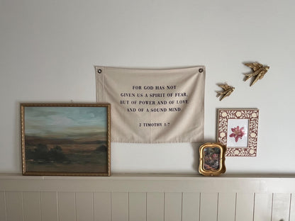 2 Timothy 1:7 Canvas Banner | Scripture Wall Decor Christian Home Gift | Bible Verse Decor for Dorm, Office, Prayer Space