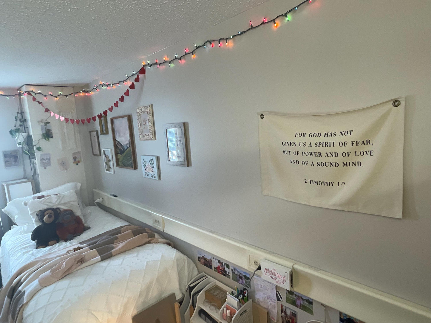 2 Timothy 1:7 Canvas Banner | Scripture Wall Decor Christian Home Gift | Bible Verse Decor for Dorm, Office, Prayer Space