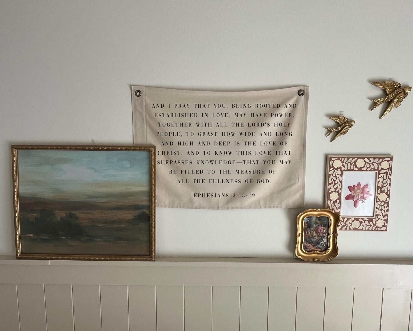 Ephesians 3:18-19 Canvas Banner | Scripture Wall Decor Christian Home Gift | Bible Verse Decor for Dorm, Office, Prayer Space