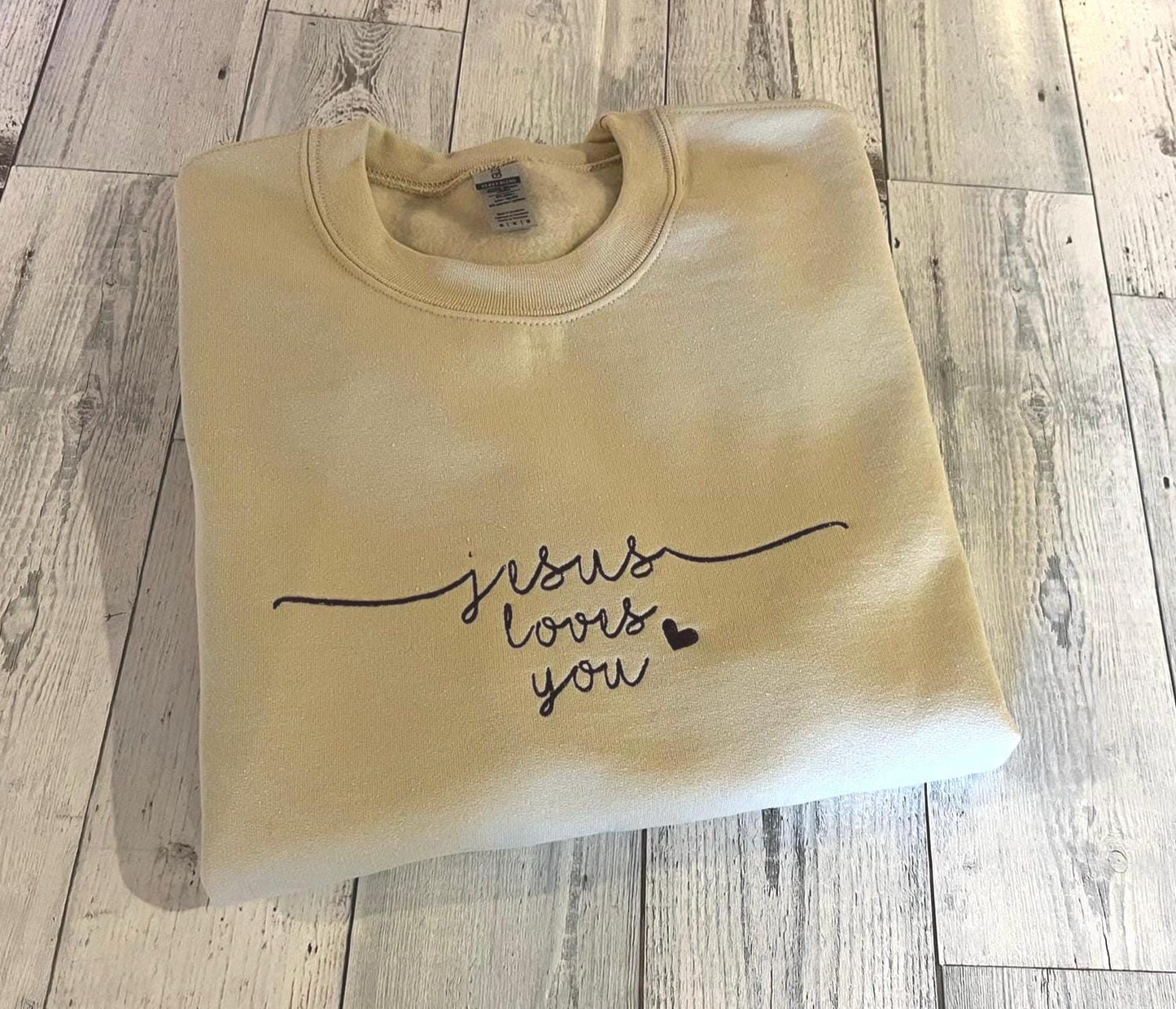 Embroidered Jesus Loves You Sweatshirt | Christian Sweatshirt | Faith-Based Gift | Religious Crewneck | Inspirational Apparel