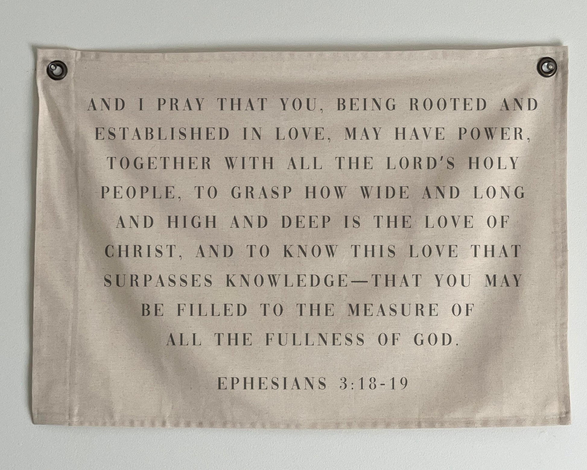 Ephesians 3:18-19 Canvas Banner | Scripture Wall Decor Christian Home Gift | Bible Verse Decor for Dorm, Office, Prayer Space