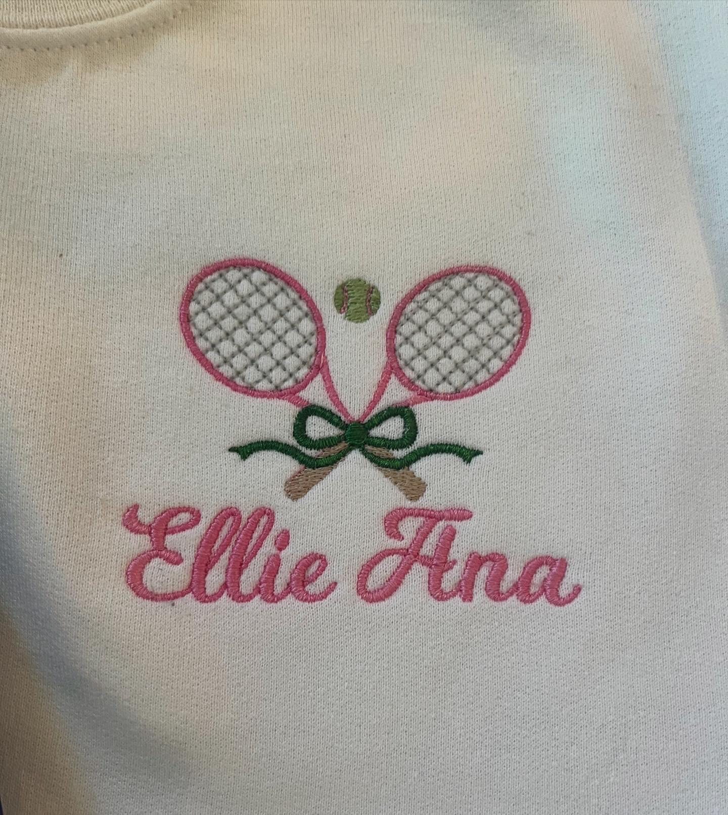 Personalized Embroidered Tennis Sweatshirt: Racket & Ball Crewneck