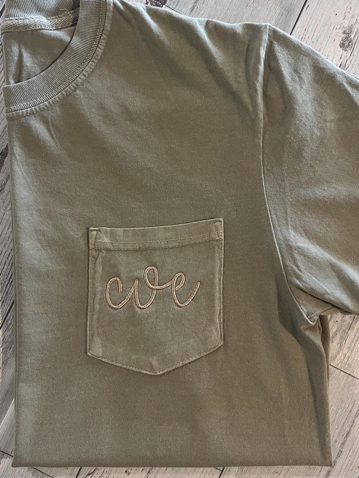 Embroidered Comfort Colors Pocket Tee | Monogrammed Comfort Colors T-Shirt | Embroidered Shirt | Personalized T-Shirt | Monogramed Shirt