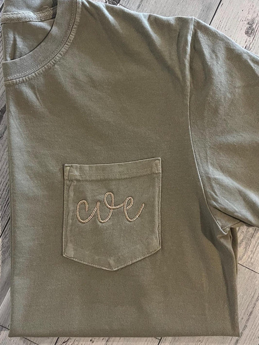 Embroidered Comfort Colors Pocket Tee | Monogrammed Comfort Colors T-Shirt | Embroidered Shirt | Personalized T-Shirt | Monogramed Shirt