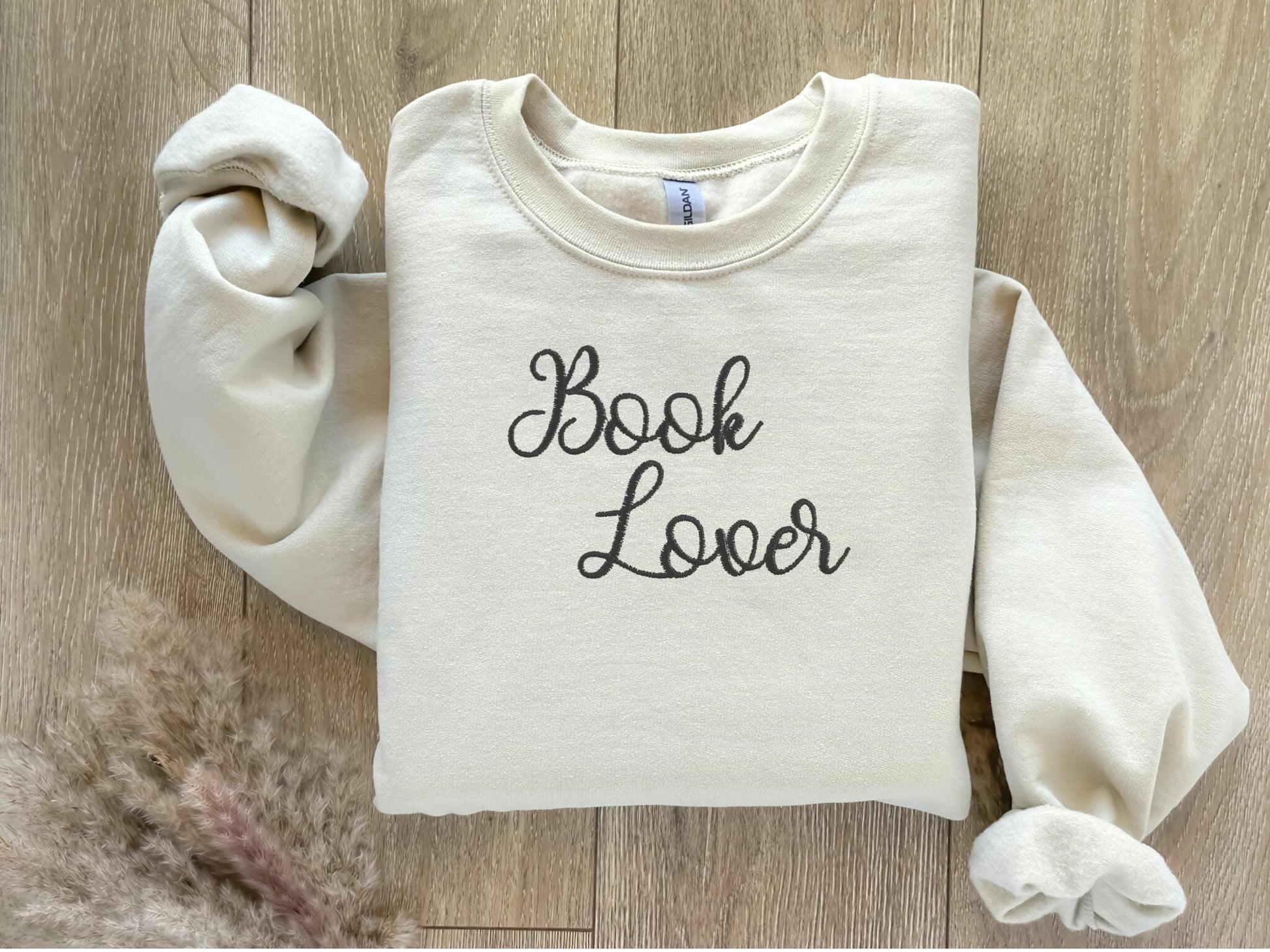 Embroidered Book Lover Crewneck Sweatshirt: Cozy Reader Gift